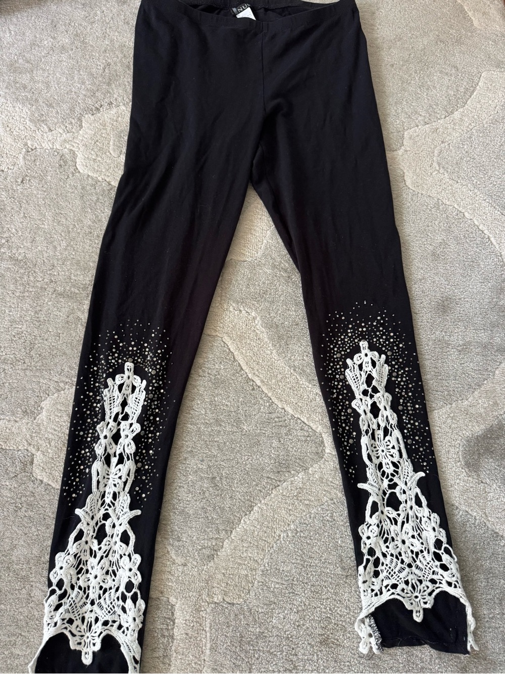 Black Women's Crochet-Detail Pull-On Pants - Picture 2 of 3